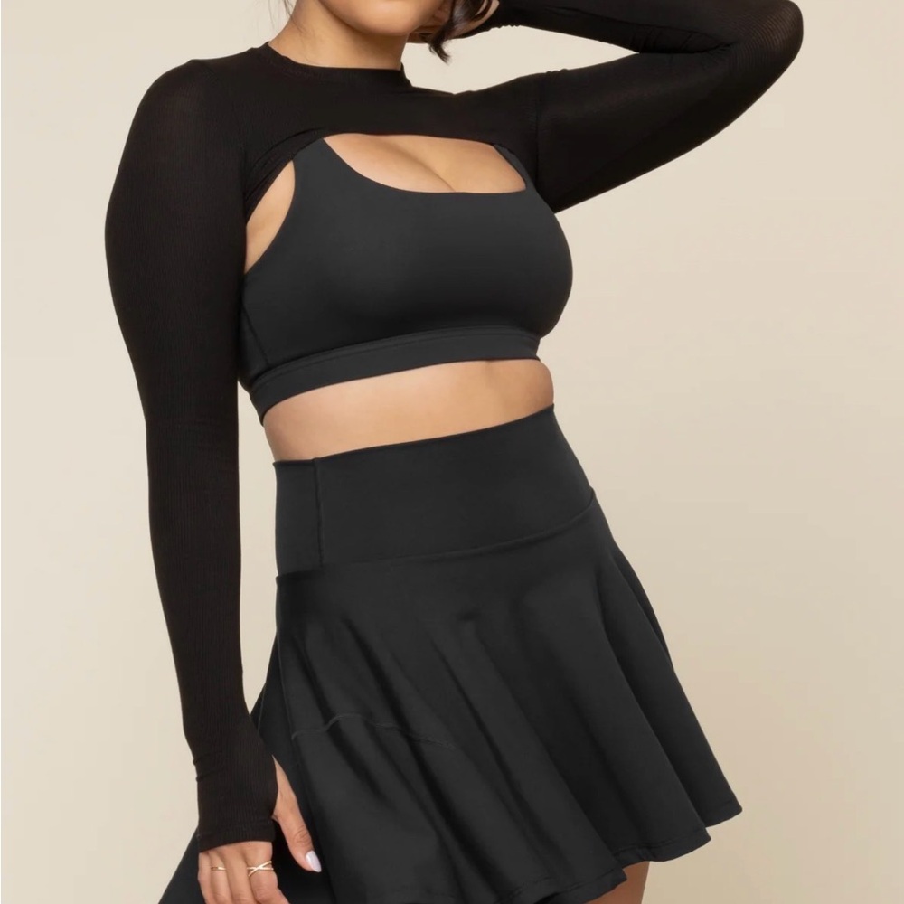 POPFLEX Black Twirl Skort - LONGER LENGTH version - built in pockets